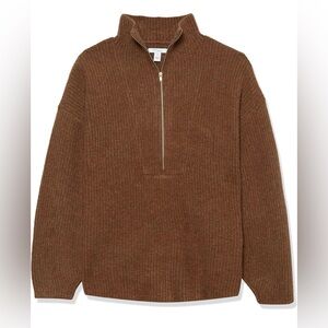 Amazon Essentials Brown Half-Zip Sweater